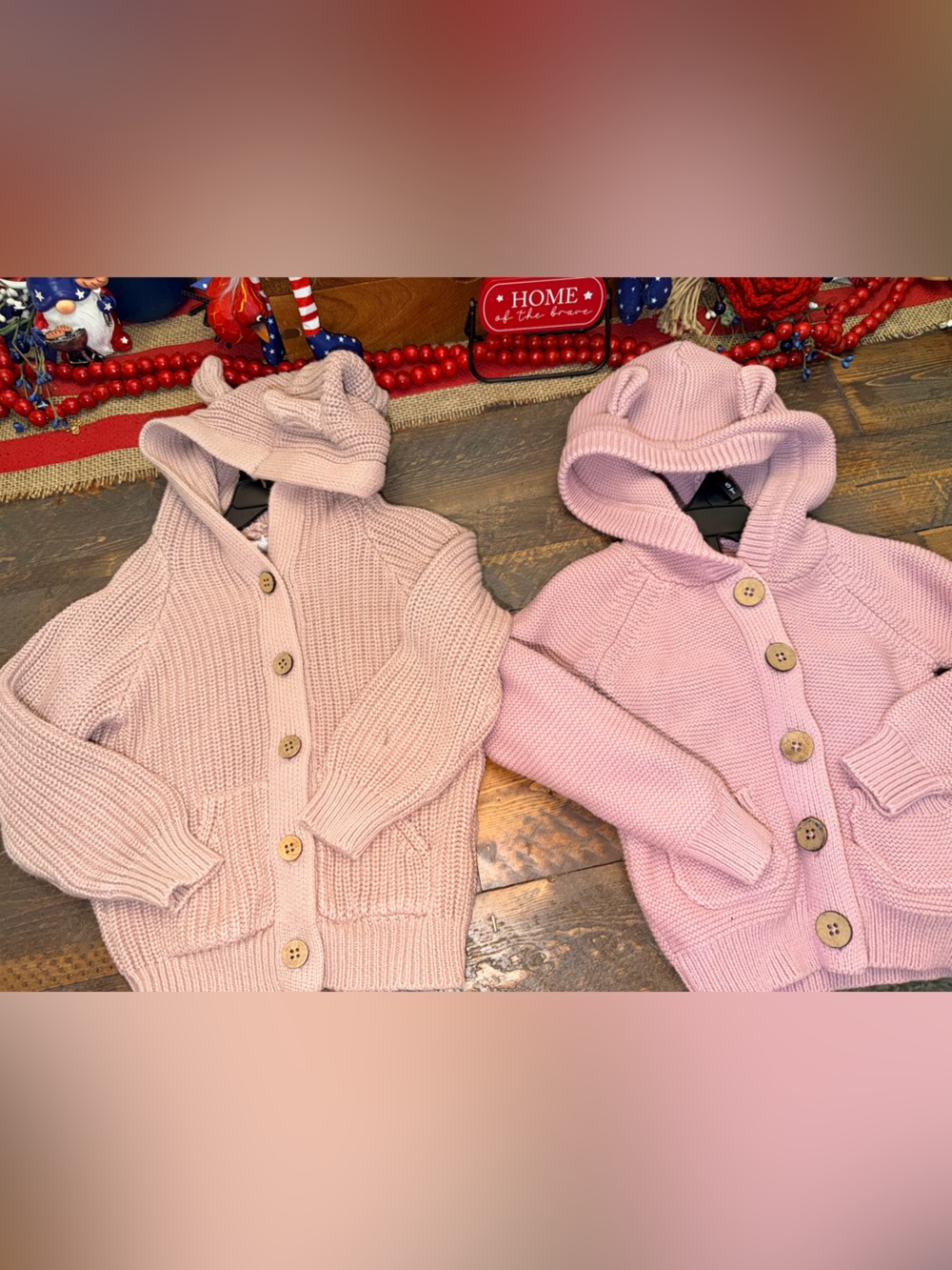 ✨ Jamie Kay Pink Cotton Hooded Cardigan Duo - Size 1 Bundle of 2. Ears on hood - Picture 2 of 14